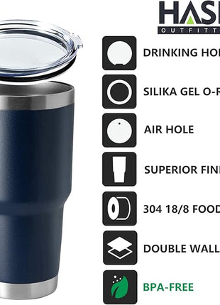 HASLE OUTFITTERS 30oz Stainless Steel Tumbler, Double Wall Vacuum Insulated Travel Mug Tumbler, Durable Insulated Coffee Mug, Gift Box Set (Navy, 4)