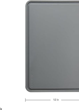 KitchenAid Classic Plastic Cutting Board with Perimeter Trench and Non Slip Edges, Dishwasher Safe, 12 inch x 18 inch, Gray