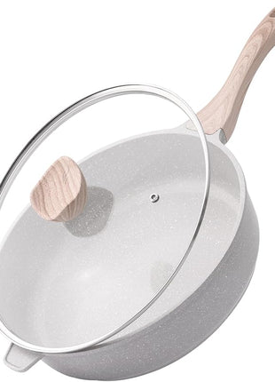 Kordisen Nonstick Ceramic Deep Frying Pan, 12 Inch Non Toxic Large Skillet with Lid, 5 Qt Healthy Jumbo Cooker, Saute Pan for Cooking, Induction Cookware, PFOA & PFAS Free