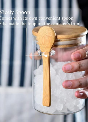 Spice Jars, Overnight Oats Containers with Airtight Lid and Spoon, Decorative Kitchen Canisters Set, Glass Storage Containers for Coffee, Tea, Sugar, Spice, Bath Salt, 1pcs (750ml)