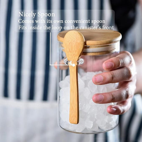 Spice Jars, Overnight Oats Containers with Airtight Lid and Spoon, Decorative Kitchen Canisters Set, Glass Storage Containers for Coffee, Tea, Sugar, Spice, Bath Salt, 1pcs (530 ml)