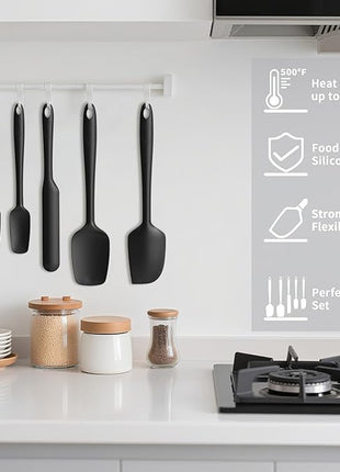 Coukre Silicone Spatula Set of 5,High Temperature Resistant, Food Grade Silicone, Dishwasher Safe, for Baking, Cooking (Pure Colorful B)