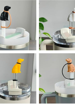 Dog Straw Cover Cap Compatible with Stanley Cup 30 40 oz, 4 Pack Cute Silicone Straw Topper, Funny Christmas Gift, Accessories for Stanley Cup Tumbler