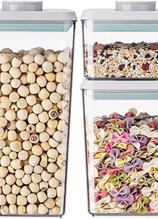 Food Storage Containers with Lids Airtight- 3Pcs BPA-Free Kitchen and Pantry Organization Pop Containers, Leakproof Stackable Kitchen Storage Containers for Cereal, Flour, Sugar (0.5, 1.2, 1.8 QT)