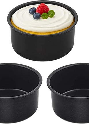 4 Inch Cake Pan, Nonstick, Mini Round Cake Pans, Air Fryer Muffin Pan, Jumbo Muffin Pan, Cake Molds for Baking Smash Cakes, Cheesecake, Cupcakes, 3Pcs