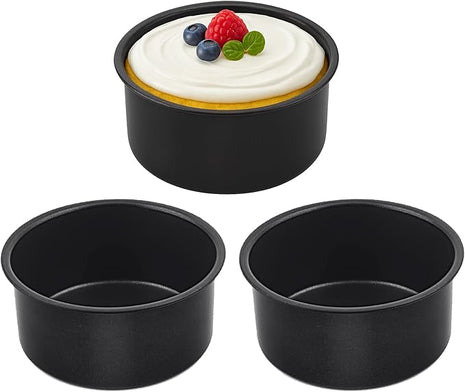 4 Inch Cake Pan, Nonstick, Mini Round Cake Pans, Air Fryer Muffin Pan, Jumbo Muffin Pan, Cake Molds for Baking Smash Cakes, Cheesecake, Cupcakes, 3Pcs