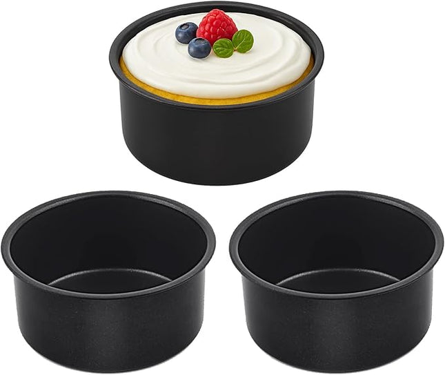 4 Inch Cake Pan, Nonstick, Mini Round Cake Pans, Air Fryer Muffin Pan, Jumbo Muffin Pan, Cake Molds for Baking Smash Cakes, Cheesecake, Cupcakes, 3Pcs