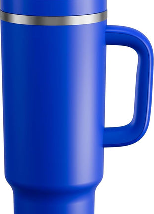 40 oz Tumbler with Handle and Straw: Stainless Steel Insulated Tumbler Keeps Cold for 24 Hours, Leakproof Travel Cup Fits in Cup Holder and BPA-Free,Royal Blue