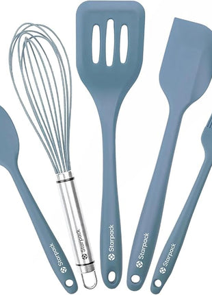 Starpack 'Flip & Whip' Premium Silicone Baking Utensils Set (5 Pcs) - Cooking Utensils with Heat Resistant to 600°F - Baking Utensils - Large & Small Spatulas, Whisk & Basting - Brush Baking Tool Set