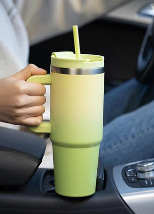 BJPKPK 40 oz Insulated Tumbler With Lid And Straw Stainless Steel Tumblers Cup With Handle For Women And Men,Blue Haze