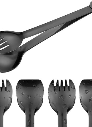 MSY BIGSUNNY Small Serving Tongs - 6 Inches Premium Stainless Steel Appetizer Tongs, Set of 4 (Black, 6")