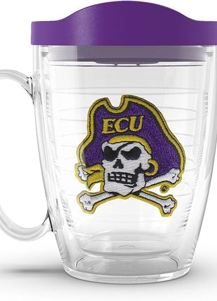 Tervis Made in USA Double Walled East Carolina University Pirates Insulated Tumbler Cup Keeps Drinks Cold & Hot, 16oz Mug, Cross Bones