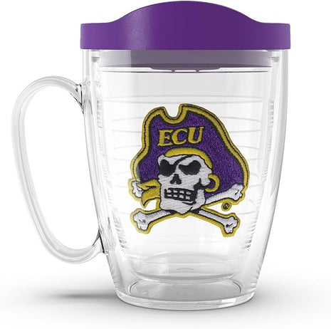 Tervis Made in USA Double Walled East Carolina University Pirates Insulated Tumbler Cup Keeps Drinks Cold & Hot, 16oz Mug, Cross Bones