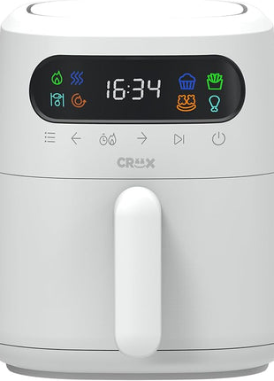 CRUX x Marshmello 3.0 QT Digital Air Fryer with TurboCrisp Technology, Touch Screen Temperature Control, Timer and Auto Shut-off, Fully Programmable, Silicone Cupcake Molds Included, White