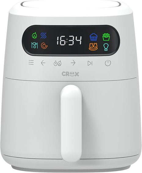 CRUX x Marshmello 3.0 QT Digital Air Fryer with TurboCrisp Technology, Touch Screen Temperature Control, Timer and Auto Shut-off, Fully Programmable, Silicone Cupcake Molds Included, White
