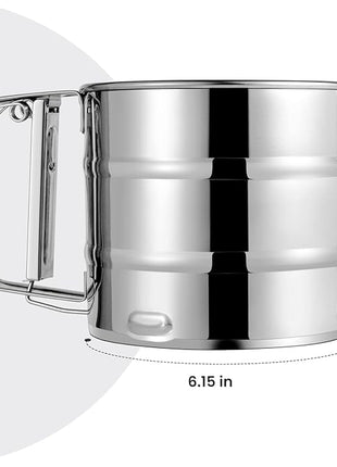 Flour Sifter, Stainless Steel Sifter for Baking, Double Layer Fine Mesh Baking Sifter, One Hand Press Crank Sifter for Powdered Sugar Shaker Duster, Flour Sieve Sifter for Baking Cakes Rondauno