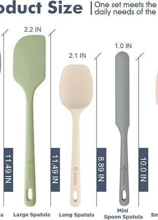 5 Pieces Silicone Spatula Set, Food Grade Rubber Spatula, Upgrade Strong Handle with Ergonomic Grip, Heat Resistant Up to 600°F for Nonstick Cookware, Cooking Candy Series