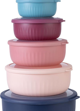 COOK WITH COLOR Prep Bowls with Lids- Wide and Deep Nesting Plastic Small Mixing Bowl Set with Lids, 12 Piece Set - Wide Bowls, Navy