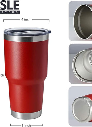 HASLE OUTFITTERS 30oz Stainless Steel Tumbler, Double Wall Vacuum Insulated Travel Mug Tumbler, Durable Insulated Coffee Mug, Gift Box Set (Red, 12)