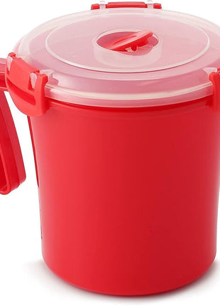 Tafura 22oz Microwave Soup Mugs with Handles, 2 Pack - Red Mug with Clear Lid