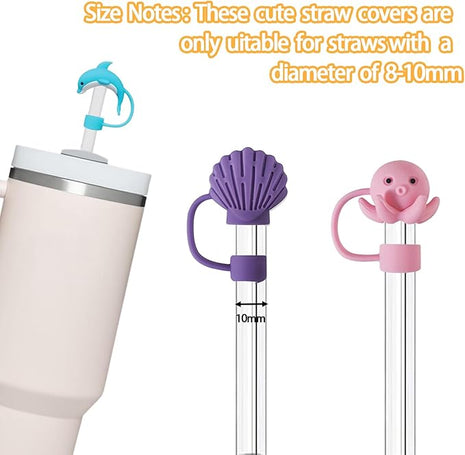 11Pcs Straw Cover for Stanley Cup, Silicone Straw Topper for Stanley Cup 30&40oz with Tumblers, 10mm 0.4in Lid Accessories (Reusable)