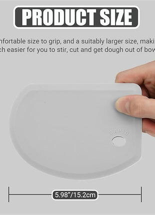 Sapid Flexible Curved Edge Silicone Bowl Scraper(5.98"x4.3"), Food Grade Dough Scraper for Baking Sourdough Bread, Cake, Multipurpose Kitchen Dish Scrapers, Easy to Clean (1, Gray)
