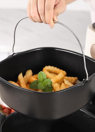 Air Fryer Accessory, 7in/8in Nonstick Air Fryer Cake Barrel, Pizza Bread Baking Pan for 3.8QT-8QT Standard Deep Fryers, Dishwasher Safe (8 inch)