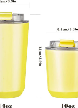 Puraville Insulated Tumblers with Lid, 14 oz Travel Coffee Mug Stainless Steel Vacuum Cup, Leak Proof Reusable Double Walled Coffee Tumbler for Iced and Hot Drinks, Yellow
