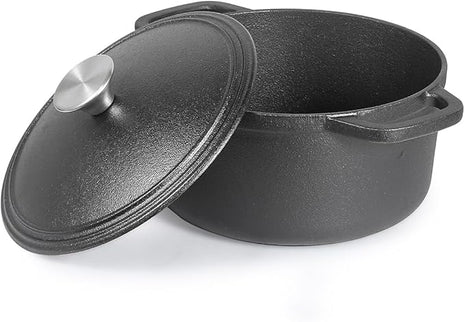 COMMERCIAL CHEF 3.4 Quart Cast Iron Dutch Oven with Dome Lid and Handles