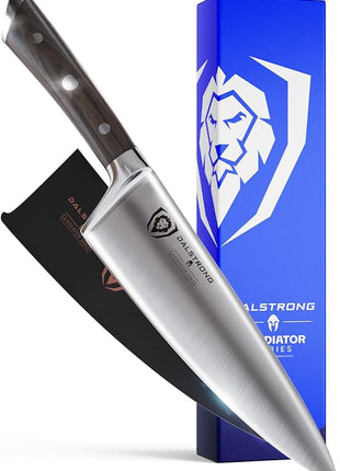 Dalstrong Chef Knife - 8 inch Blade - Gladiator Series - ABS Faux Wood Handle - Forged High Carbon German Steel - Razor Sharp Kitchen Knife - Professional Full Tang Knives - Sheath - NSF Certified