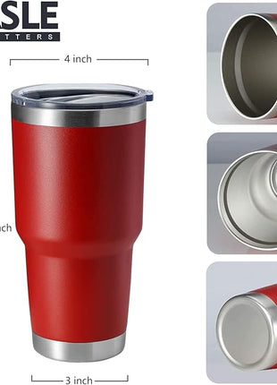 HASLE OUTFITTERS 30oz Stainless Steel Tumbler, Double Wall Vacuum Insulated Travel Mug Tumbler, Durable Insulated Coffee Mug, Gift Box Set (Red, 8)