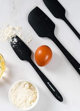 KITCHENLOVE Premium 600°F Heat Resistant 5 Piece Silicone Spatula Set for Baking, Cooking, Mixing - Non-Stick with High Grade S-Iron Steel Core - One Piece Seamless Design - BPA Free (Black)