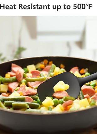 Silicone Spatula Set of 5, Rubber Spatulas Silicone Heat Resistant, Black Kitchen Spatula Set Dishwasher Safe for Nonstick Cookware Baking Cooking