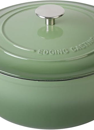 Enameled Cast Iron Dutch Oven Pot With Lid, 5.5 Quart, for Bread Baking, Cooking, Pistachio Green