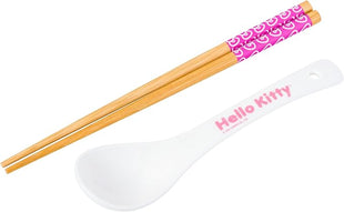 Silver Buffalo Sanrio Hello Kitty Pink Polka Dot Teddy and Strawberry Milk Ceramic Ramen Noodle Rice Bowl with Chopsticks and Spoon, Microwave Safe, 20 Ounces