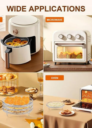 7.8" Air Fryer Accessories, 3 Stackable Racks for Instant Vortex, Nuwave Air Fryer, Ninja Foodi Grill, Multi-Layer 304 Stainless Steel Grill Rack, Fits 5.8 QT Air Fryer Oven