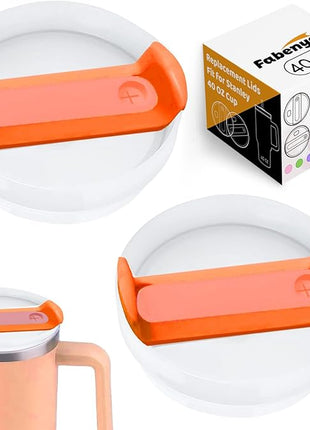 40 OZ Tumbler Lid Replacement Fit for Stanley Cup, 2 Pack Replacement Lids Fit for Stanley Travel Tumbler, Spill Proof Tumbler Covers for Stanley Cup Accessories (Opaque - Orange)