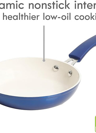 Kenmore Arlington Nonstick Ceramic Coated Forged Aluminum Induction Cookware with Bakelite Handles, 12-Piece Set, Metallic Blue