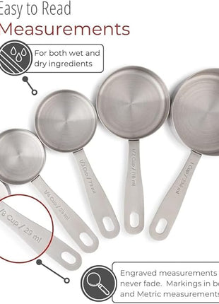 husMait Stainless Steel Measuring Cups & Spoons - 10 Piece Heavy Duty Measuring Cups & Spoons Set for Dry Foods, Spices or Liquids