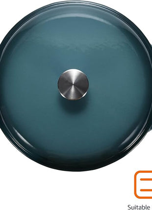 Amazon Basics Cast Iron Dutch Oven Pot with Lid, Enameled, Round, Dual Handles, Heavy-Duty, Medium, 6-Quart, Gray