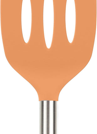 Tovolo Silicone Slotted Turner With Stainless Steel Handle, Pancake Spatula, Scratch-Resistant Kitchen Utensil for Nonstick Cookware & Cast Iron Skillets, Apricot, 1 Count