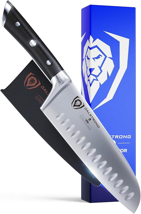 Dalstrong Santoku Knife - 7 inch - Gladiator Series ELITE - High Carbon German Steel - Sheath Included - Razor Sharp Kitchen Knife - Asian Vegetable Knife - NSF Certified