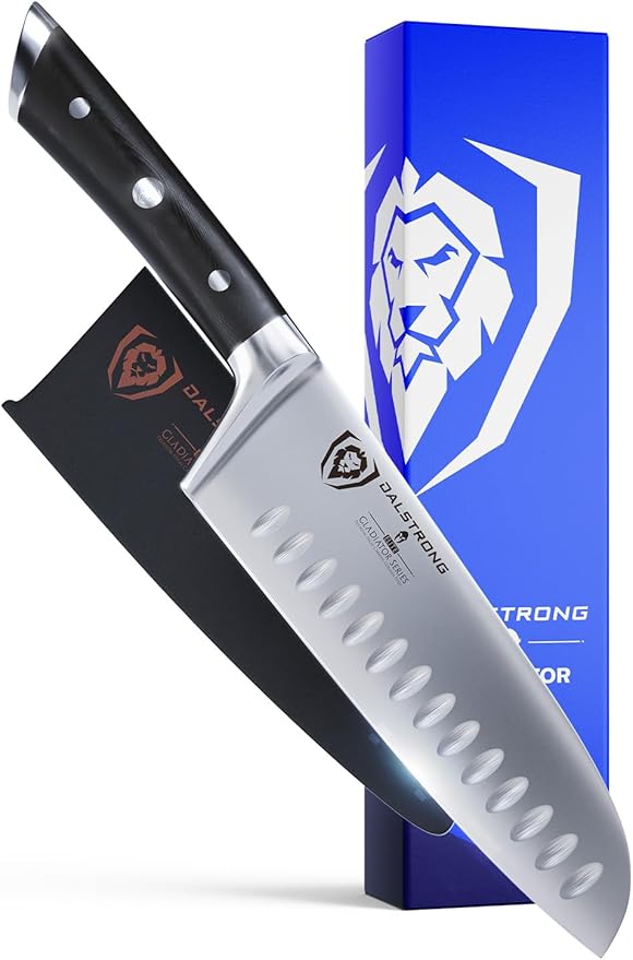 Dalstrong Santoku Knife - 7 inch - Gladiator Series ELITE - High Carbon German Steel - Sheath Included - Razor Sharp Kitchen Knife - Asian Vegetable Knife - NSF Certified