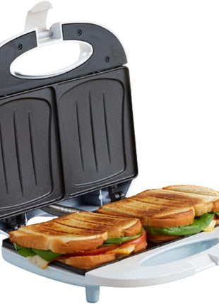 IMUSA 2 Slot Electric Sandwich Maker White Nonstick Press for Grilled Sandwiches and Quick Snacks
