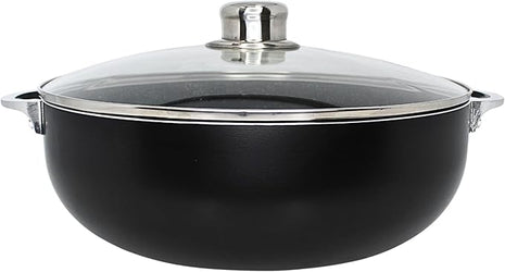 IMUSA 9Qt Bistro Ceramic Nonstick Caldero/Dutch Oven with Glass Lid, Black