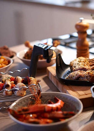 Air fryer Double Layer Round Rack with 5 Skewers Fitting XL Air Fryers（9in,Fit 5.3 QT or Above）