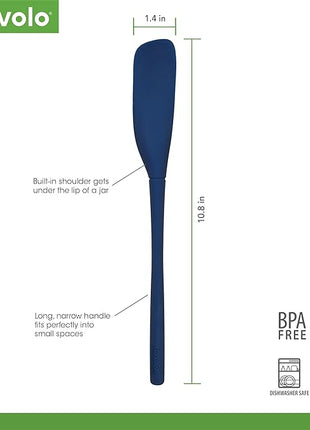 Tovolo Flex-Core Silicone Spatula Jar Scraper - Long-Handled Rubber Spatula with Angled Head for Scooping & Scraping - Heat-Resistant Spatulas for Kitchen Use, Dishwasher Safe & BPA-Free