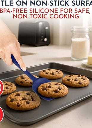 4-Piece Blue Baking Spatula Set - Holiday Baking Essentials, Rubber Spatulas Silicone Heat Resistant, BPA-Free - Spatula Set for Nonstick Cookware - Silicone Baking Utensils