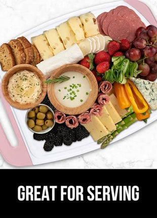 GORILLA GRIP BPA-Free Reversible Kitchen Cutting Board Set of 3, US Designed, Nonporous, Juice Grooves Catch Liquid, Slip Resistant Border, Dishwasher Safe, Durable Large Food Chopping Boards, Pink