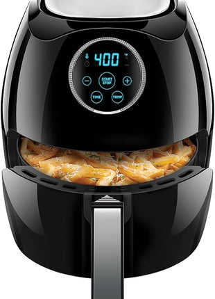 CHEFMAN Large Air Fryer 6.5 Qt XL, Healthy Cooking, User Friendly, Nonstick, Digital Touch Screen with 4 Cooking Functions w/ 60 Minute Timer & Auto Shut Off, BPA-Free, Dishwasher Safe Basket, Black